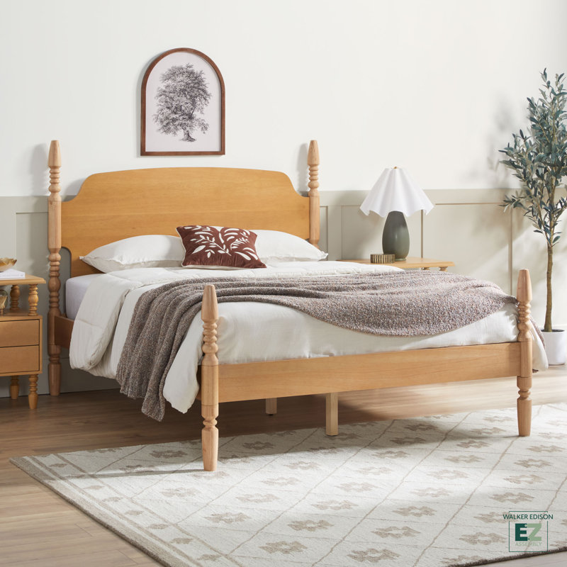 Walker Edison Vivienne Traditional Easy Assembly Solid Wood Turned ...